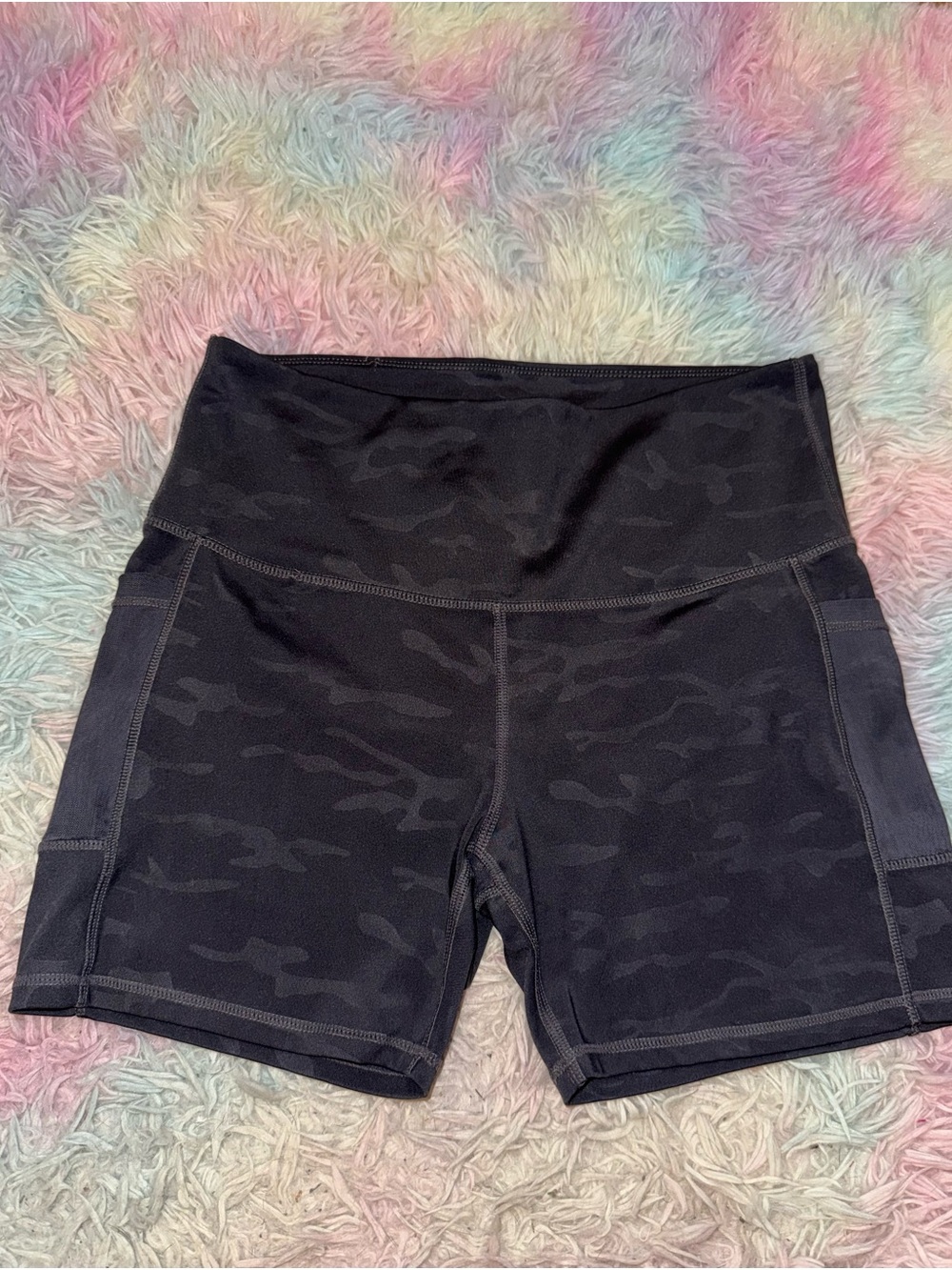 Camo Black & Gray Bike Shorts Large With Pockets